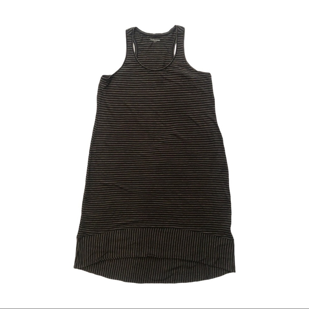 Eileen Fisher U-Neck Racerback Linen Stripe Dress size Large